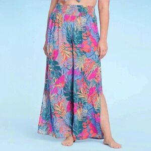 Women’s Smocked waist side slit cover up pants